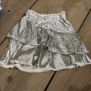 Zara Silver Sequin Layered Skirt